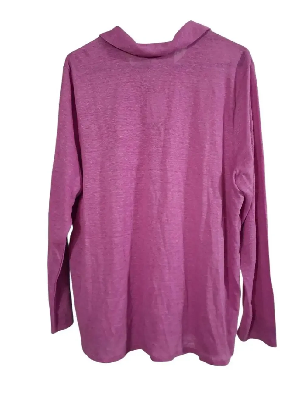 J. Jill Love Linen Long Sleeve Button Down Shirt in Wild Orchid - Picture 2 of 7